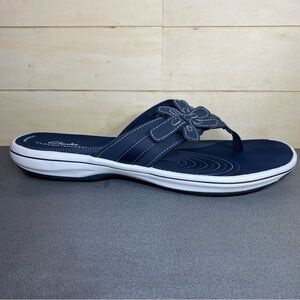 Clarks CloudSteppers Breeze Opal Sandals Women's Size 10 Shoes Navy Blue Floral